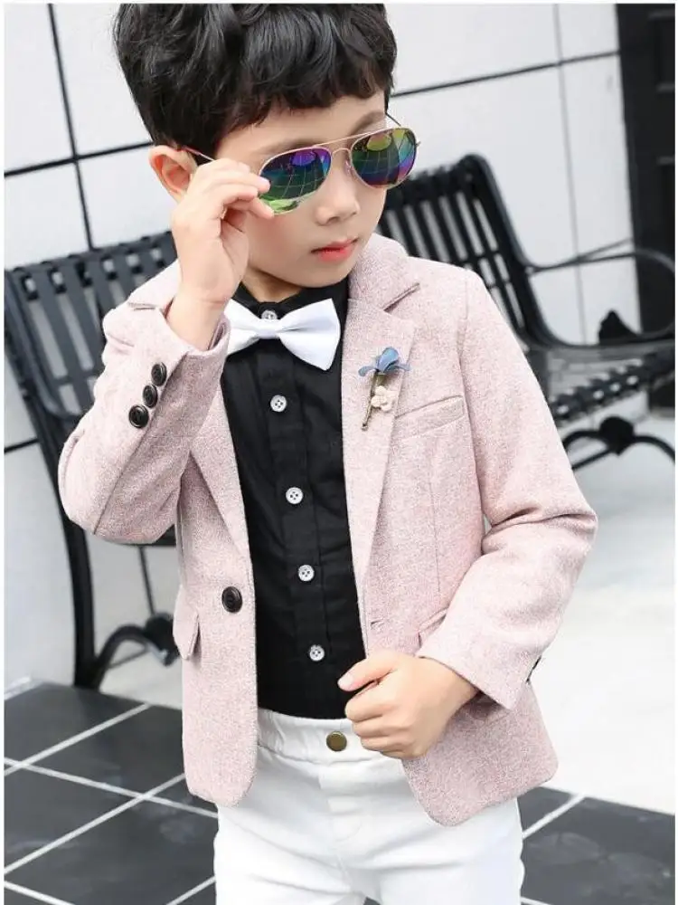 Children\'s Blazers Coat Autumn Spring Solid Color Suit Jackets For Boys Kid\'s Loose Host Performance Outerwear Clothes H38-1