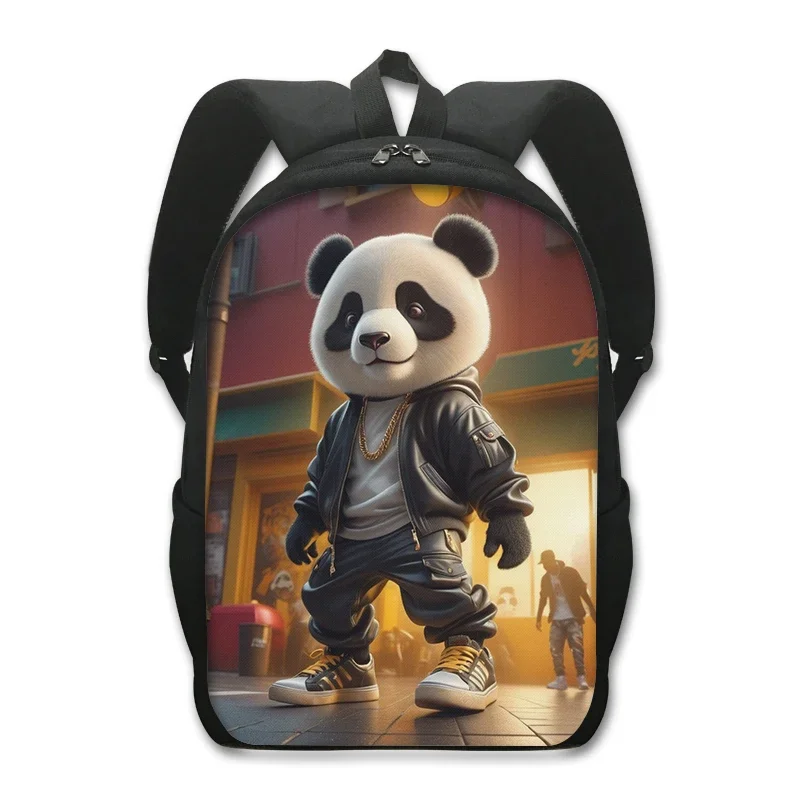 Hip pop panda impressão mochila legal panda mulheres homens mochilas adolescente casual saco de escola meninas portátil daypack bookbags