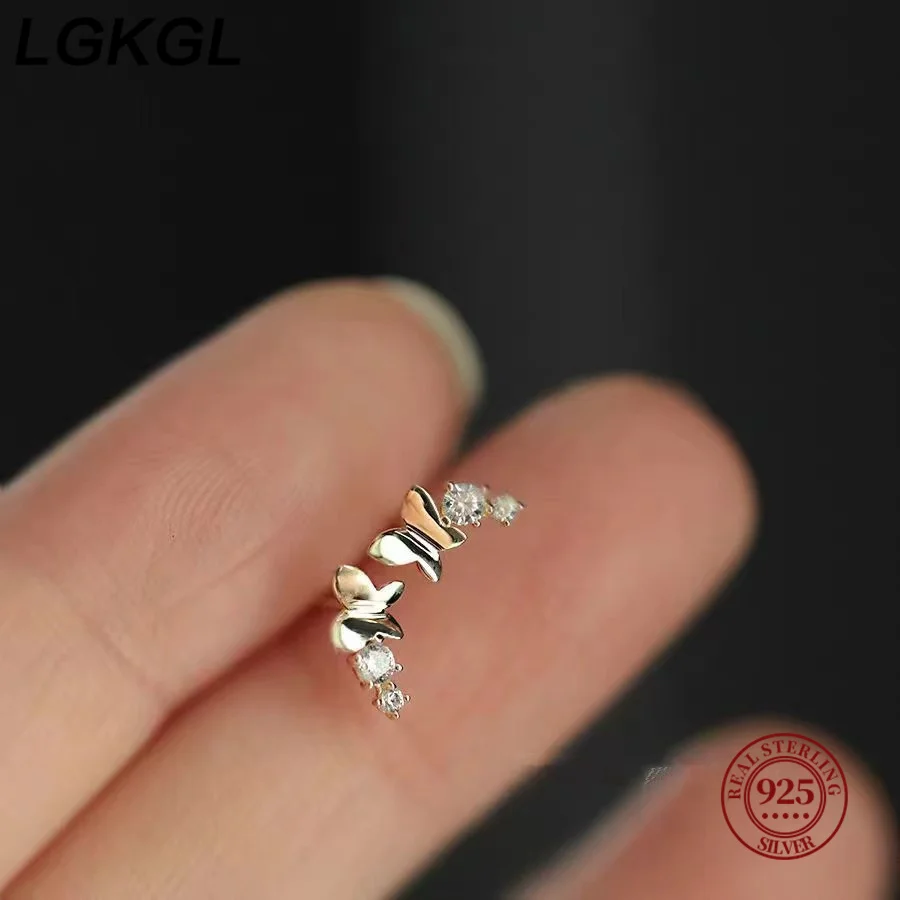 

New 925 Sterling Silver Sweet Cute Butterfly Stud Earrings for Women Simple Fashion Insect Zircon Piercing Jewelry Birthday Gift