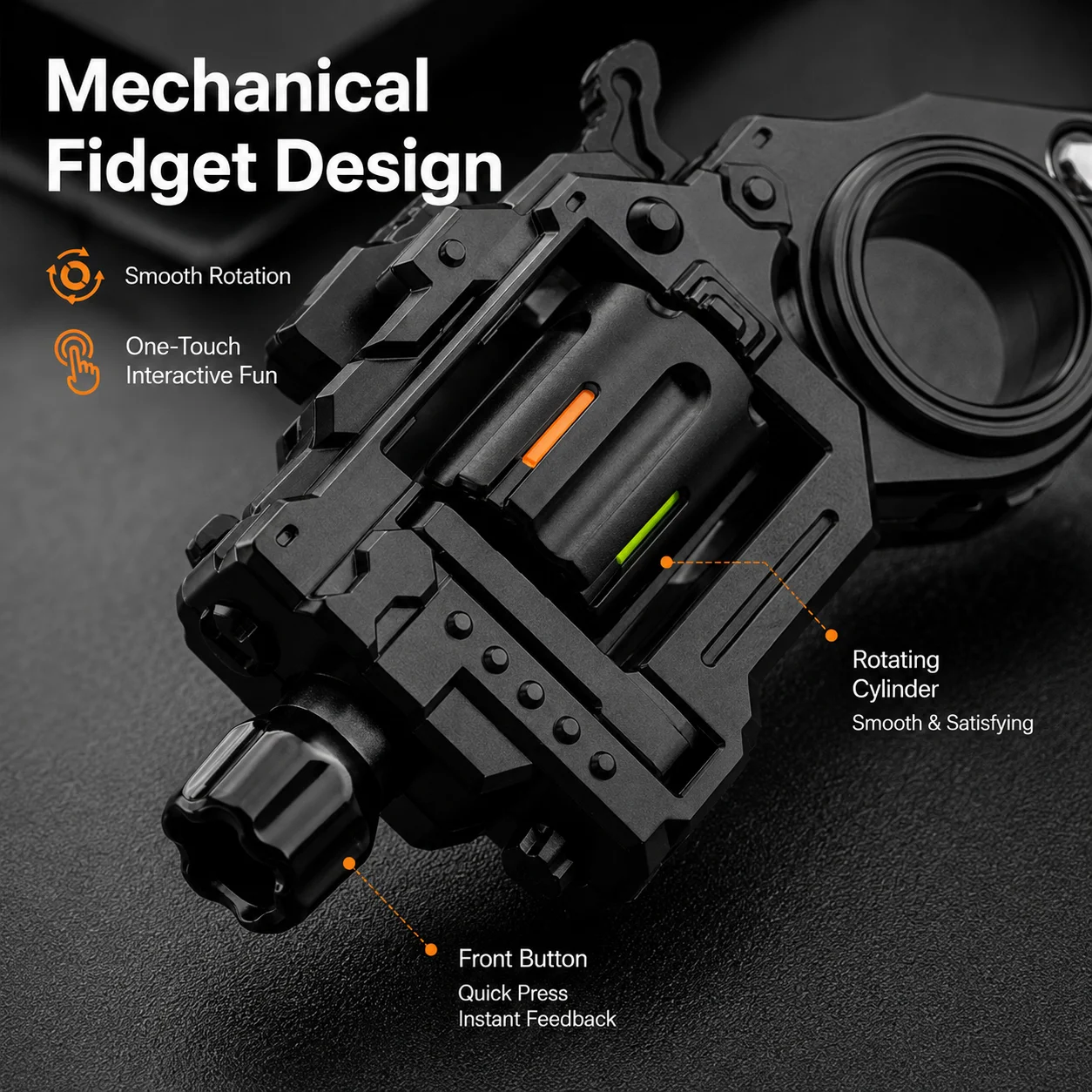 Mini Alloy Revolver EDC Fidget Toy, Mechanical Spinner Stress Relief Gadget, Metal Ring Toy Model Collection Gift