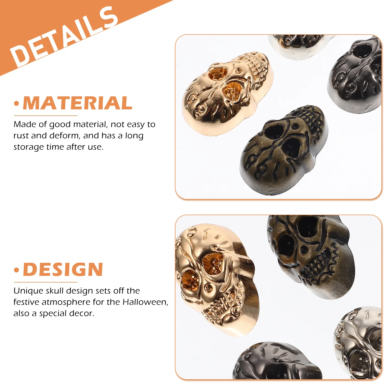 

20 set Ghost Rivets Craft Kit Black Silver Gold Bronze Skull Studs for Clothing Rivets Clothing Bags Shoes Pants