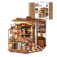 Robotime Rolife Henry's Chocolate DIY Miniature House Kit  Wooden Dollhouse Model Building Kit With LED Craft Gifts for Adults