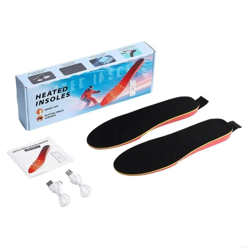 Electric Thermal Heated Insoles Adjustable Temperature Washable Cuttable Waterproof Winter Foot Warmer for Skiing Hiking 