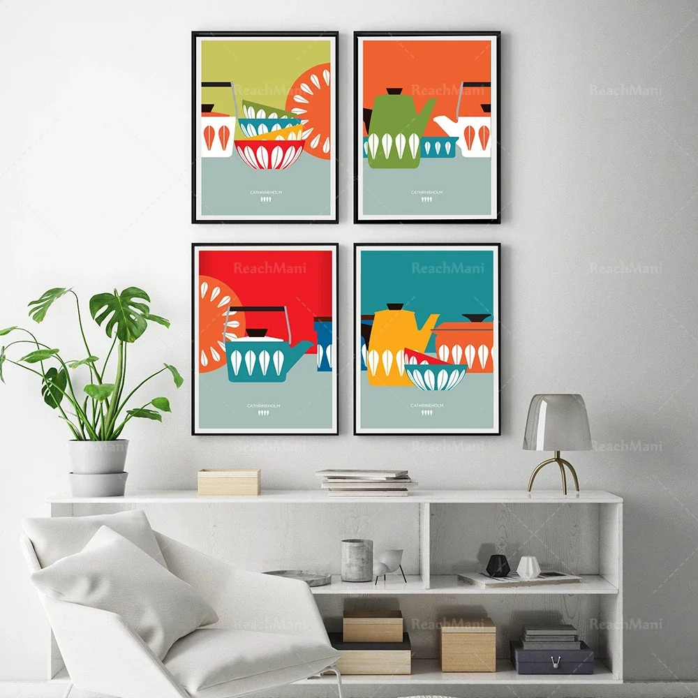 Catherine Holm Kitchen Art Print-Scandinavian Kitchen Cathrineholm Poster Mid-Century Modern Kitchen Corner Decoration