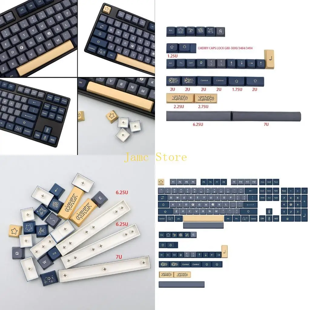 

LX0B PBT Dye Subb Колпачки для клавиш 133 шт. Stargaze Стильные колпачки для ключей Набор для игровой механической клавиатуры MX