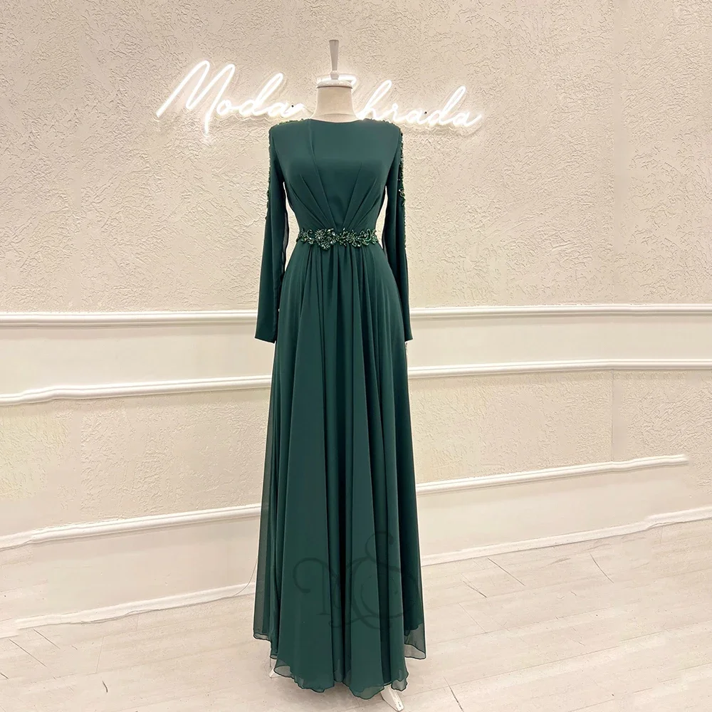 

Classic Evening Dresses O-Neck Full Sleeves Lace Applique Prom Gowns A-Line Floor Length فساتين سهره فاخرة طويلة Customized 2025