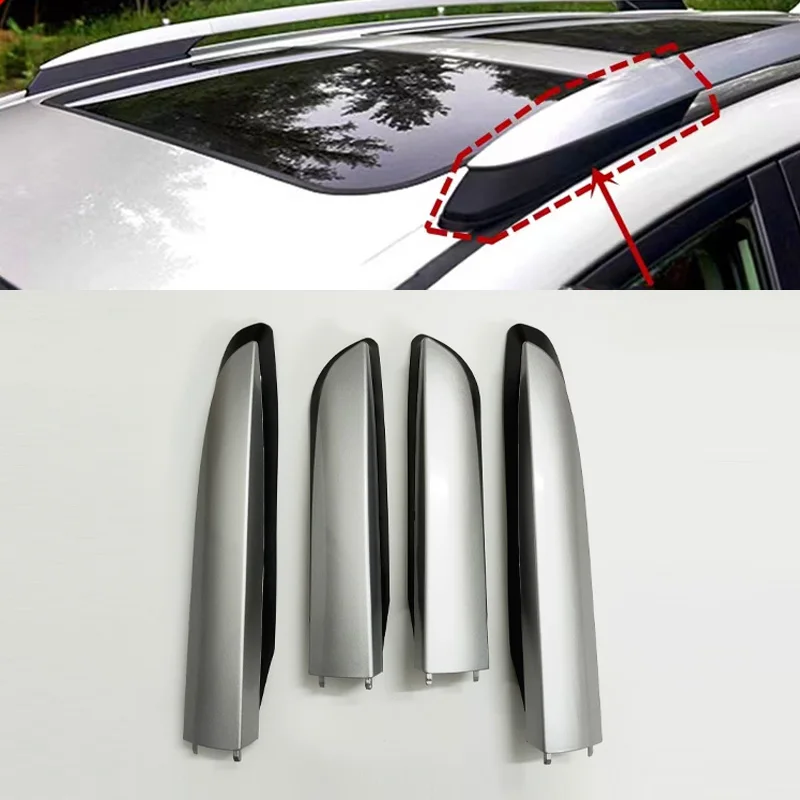 Silver Roof Rack Luggage Bar Rail End Shell Plasitc Cover Replacement For Toyota RAV4 2014 2015 2016 2017 2018 2019 2020 2021