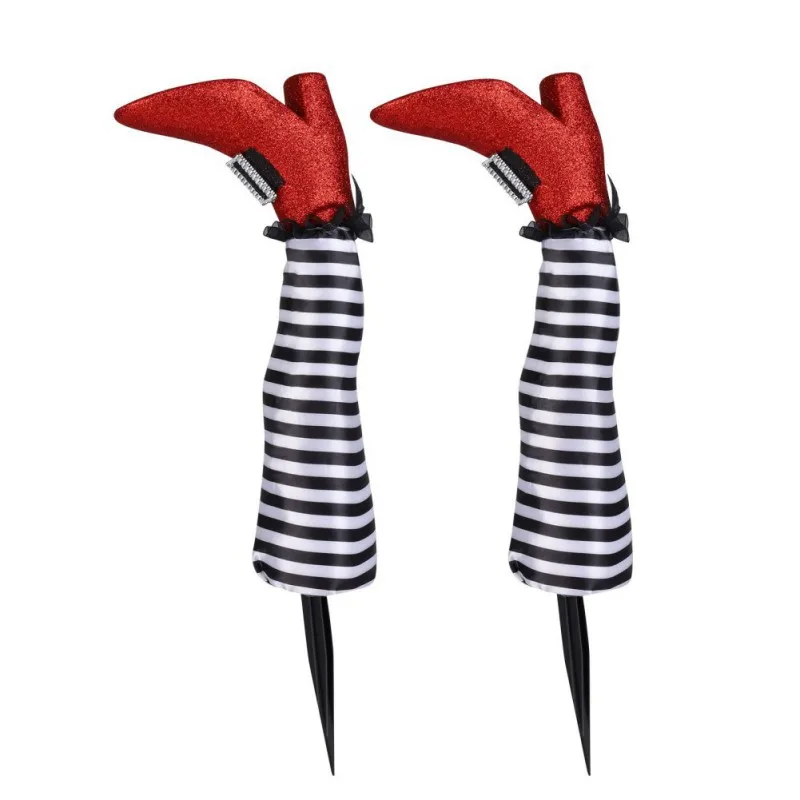 2pcs Halloween Evil Witch Legs Props Upside Down Wizard Feet with Boot Stake Ornament Decoration for Front Yard Lawn 2024