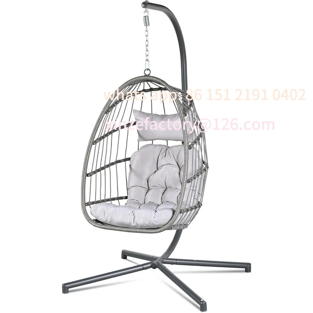 

Customizable Indoor/Outdoor Hanging Egg Swing Chair with Plush Cushions, Washable Covers, and 350lbs Weight Capacity