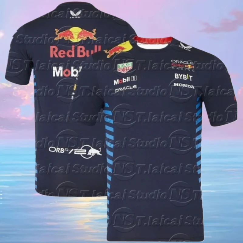 

Red Bull F1 Men's Short-Sleeved T-shirt, Red Bull brand logo printed T-shirt Men's Outdoor Motorcycle Riding Summer Sports Top