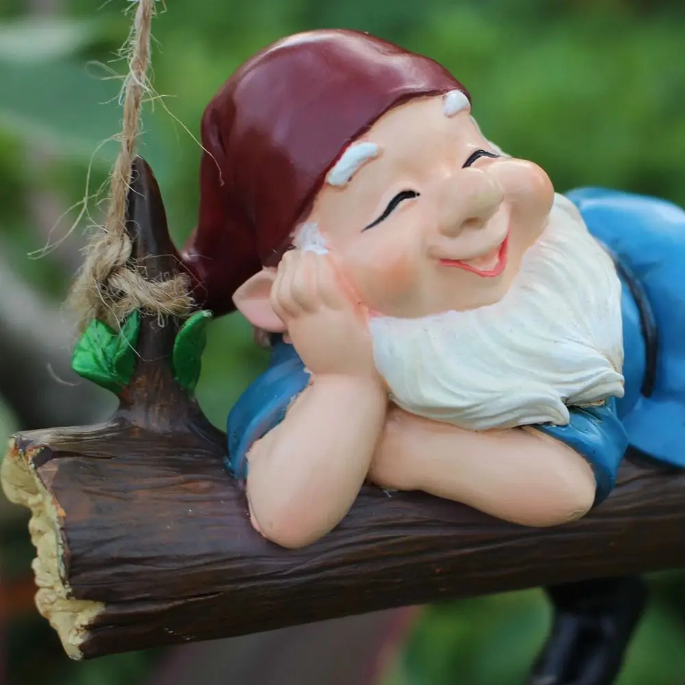 New Cute Dwarf Swing Decoration Resin Interesting Dwarf Ornaments Creative Garden Hanging Statues