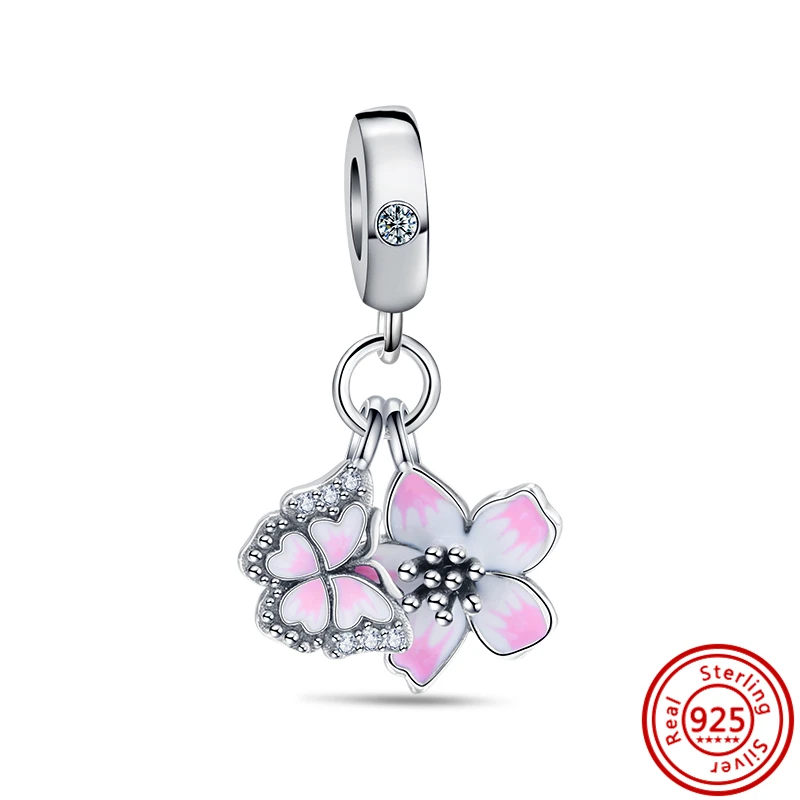 92 Style Pink Series zircone Heart Love Mom Pave Shiny Clip Bead Fit Original Pandora Charm bracciale donna 925 gioielli in argento fai da te