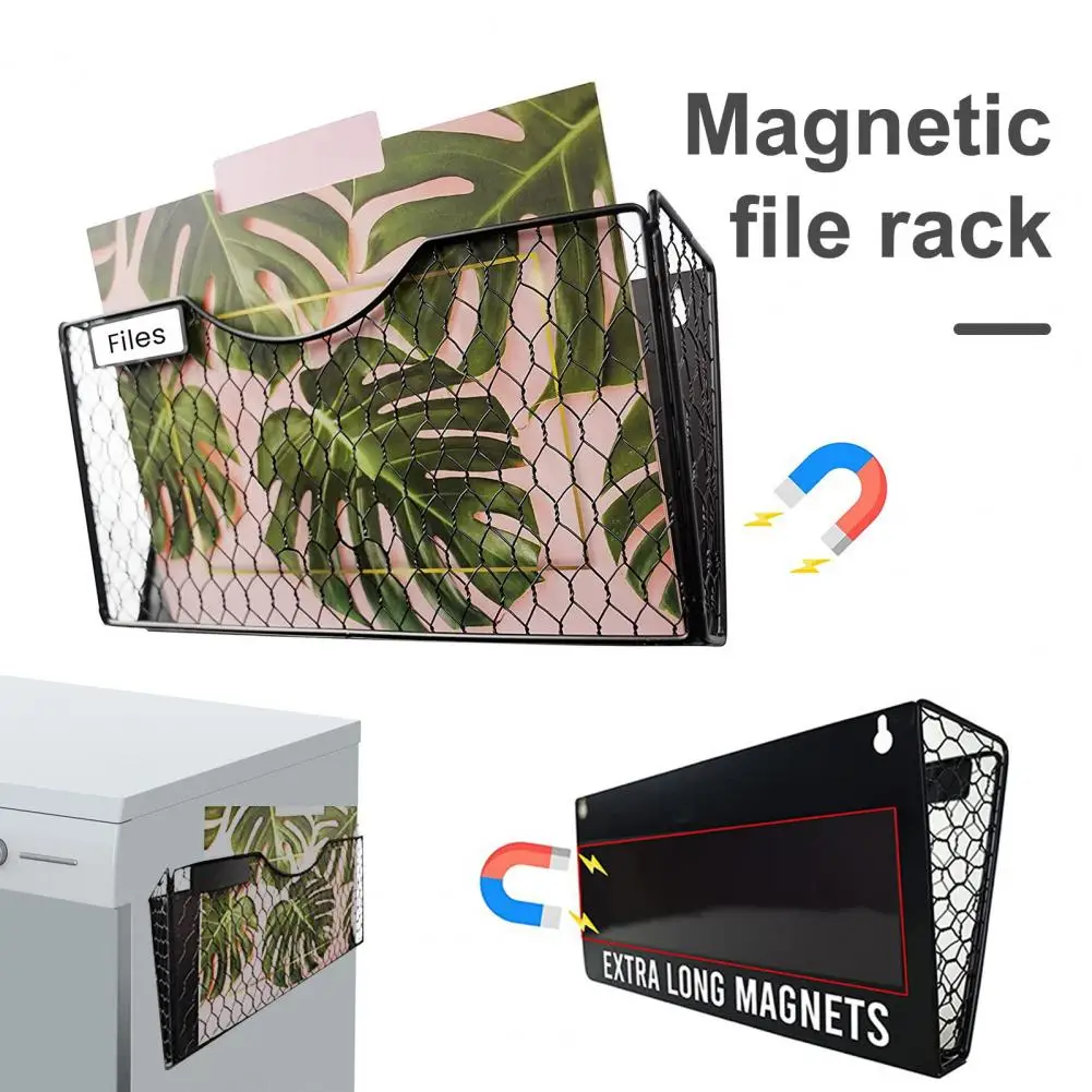 Desktop File Organizer Magnetic File Holder Storage Rack Organize Documents Mail Efficiently with Magnetic Paper Holder No