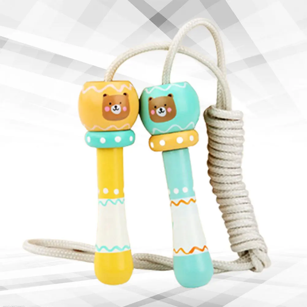 

Children Wooden Skipping Rope Bear Pattern Lightweight Exercise Jump Rope for Kids School Fitness Training Exercise Ropes