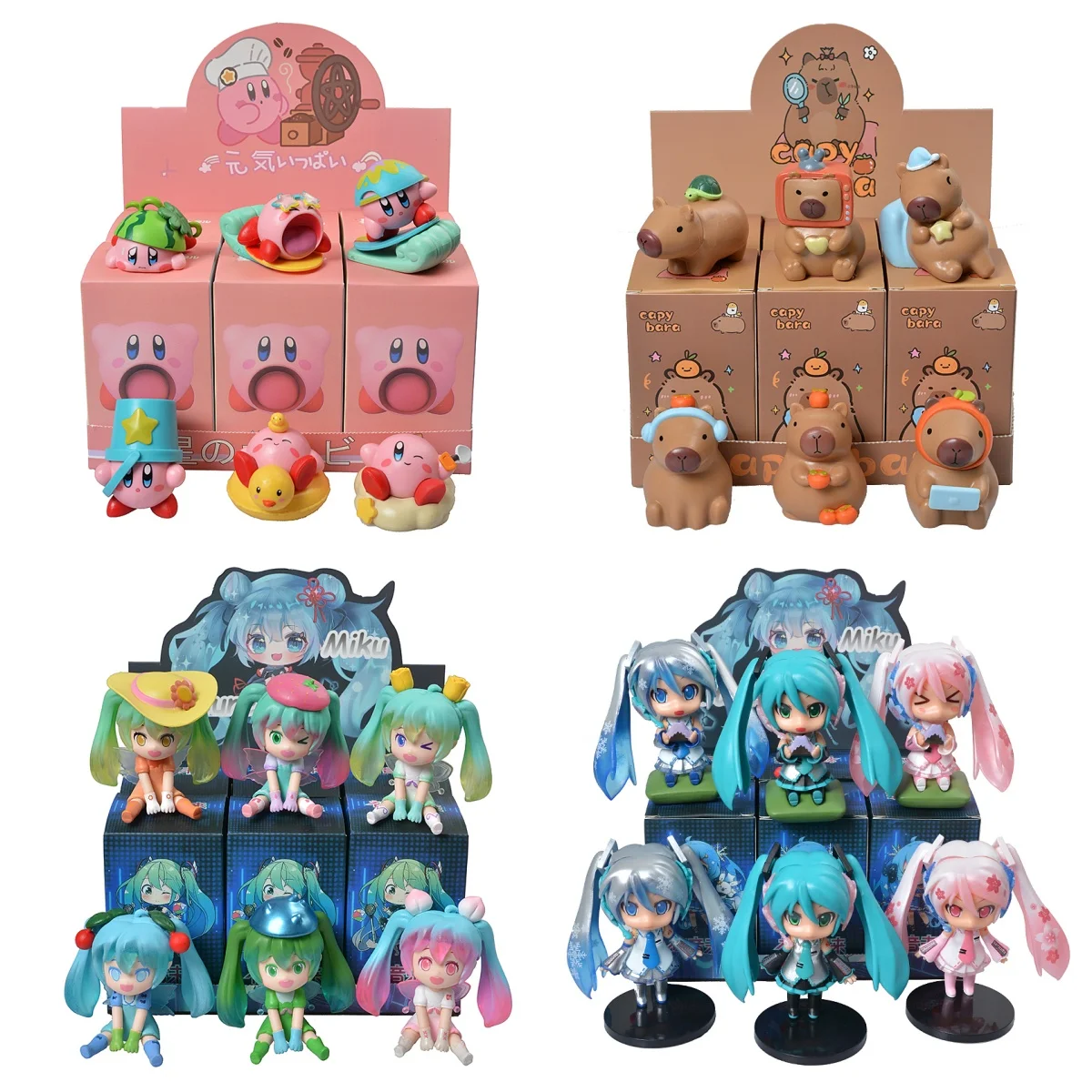 Hatsune Miku Kirby Capybara Mini Character Blind Box Cute Doll Cartoon Model Desktop Ornament Collectible Toys Children\'s Gifts