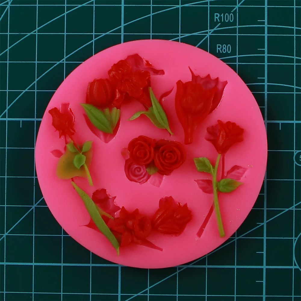 Valentine's day flowers shaped Silicone mold 3D Fondant Cake Decoration Tools for Kitchen Gadget Chocolate Pastry Making F0002