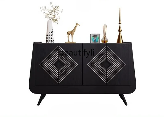 

Italian light luxury dining side cabinet, living room wall storage decorative cabinet, modern simple solid wood door cabinet