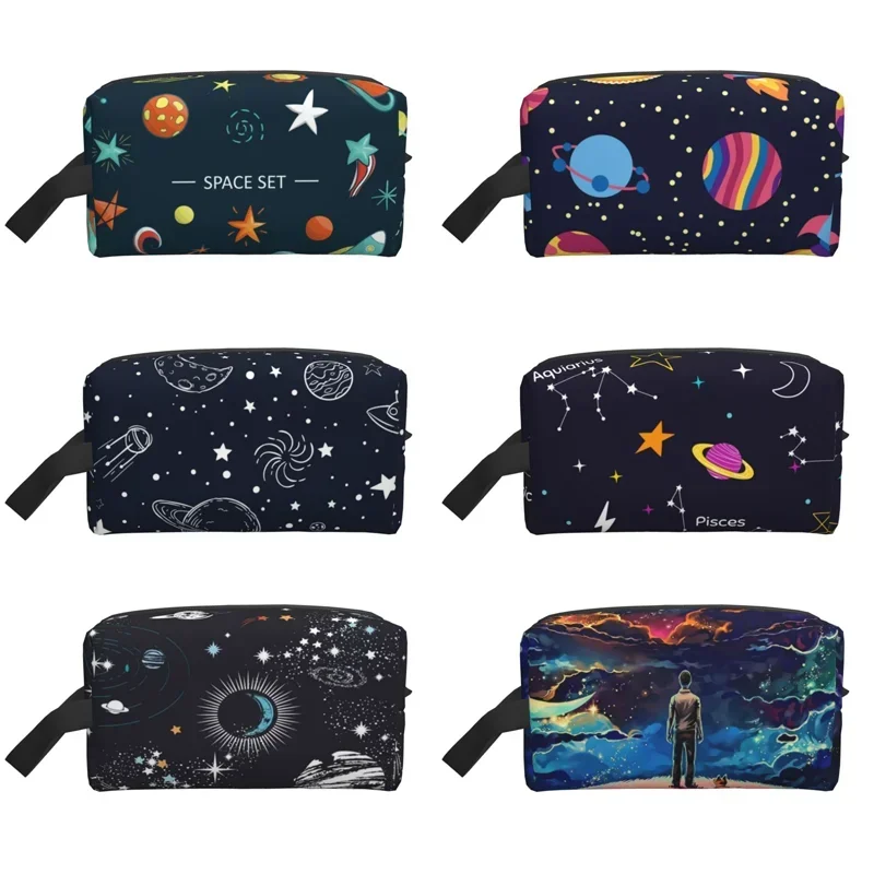 Universe Print Portable Travel Toiletry Bag Skincare and Bathing Storage Bag Waterproof Cosmetic Bag Large Capacity Makeup Bag