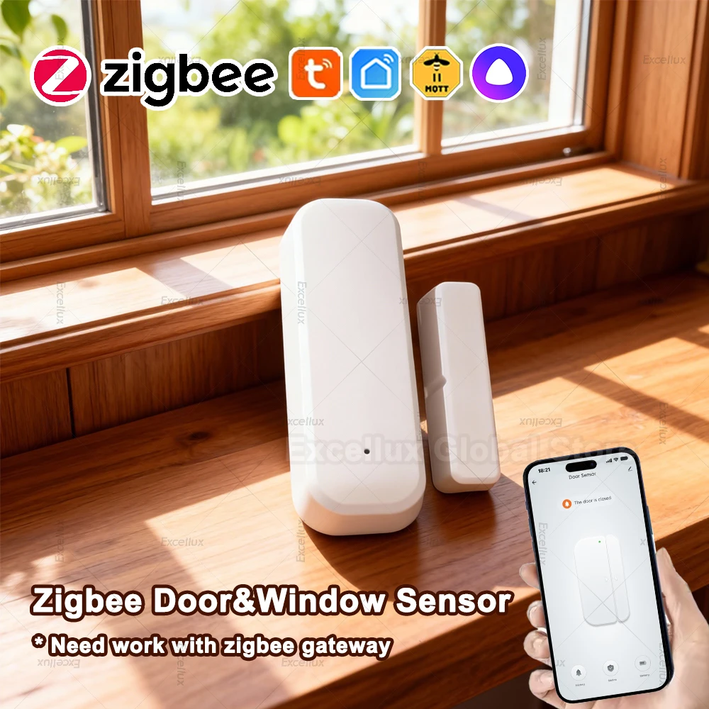 

Датчик двери Tuya Zigbee, контактный датчик окна, беспроводной датчик открытия и закрытия двери, противоугонный детектор, приложение, поддержка удаленного мониторинга Z2MQTT