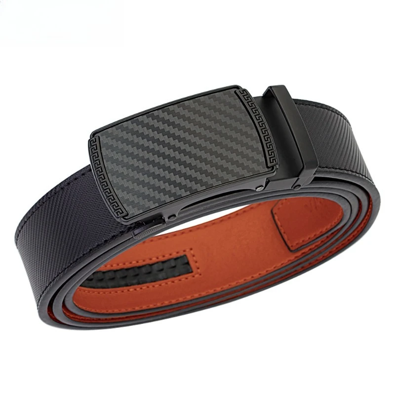 

Новый мужской повседневный деловой ремень с автоматической пряжкой из цинкового сплава, двухслойный ремень из воловьей кожи