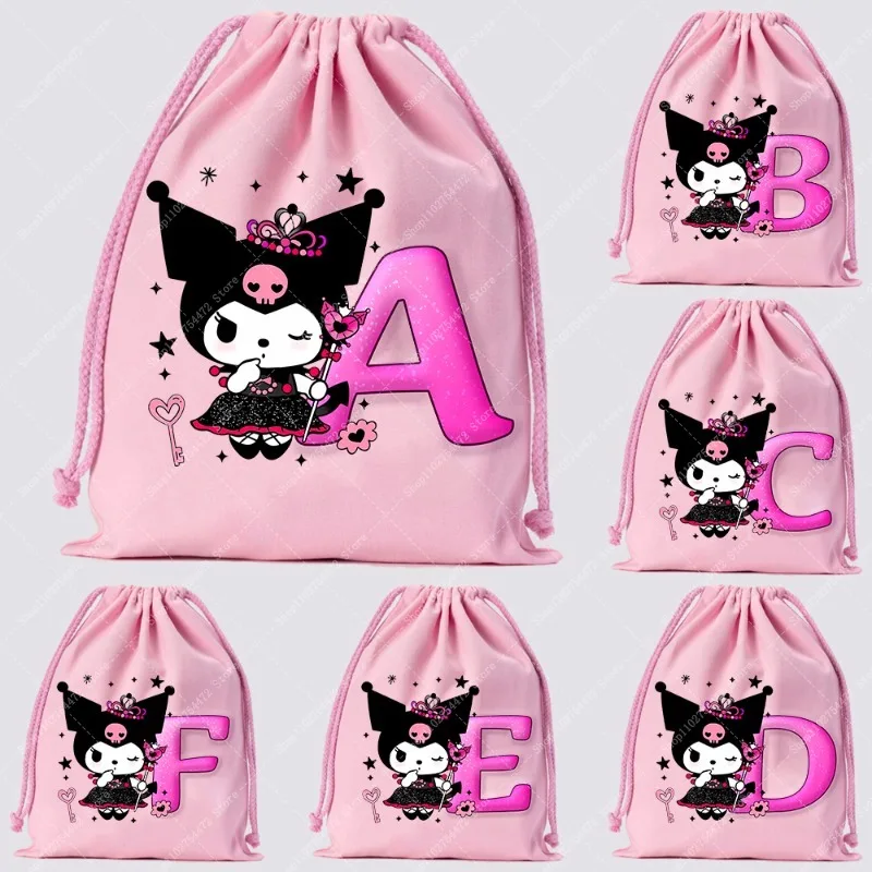 Kuromi فتاة لطيف الرباط حقائب اليد لوازم الحفلات ديكور شنطة هدايا الكرتون أنيمي كيس التخزين اكسسوارات رسم سلسلة أكياس 2025