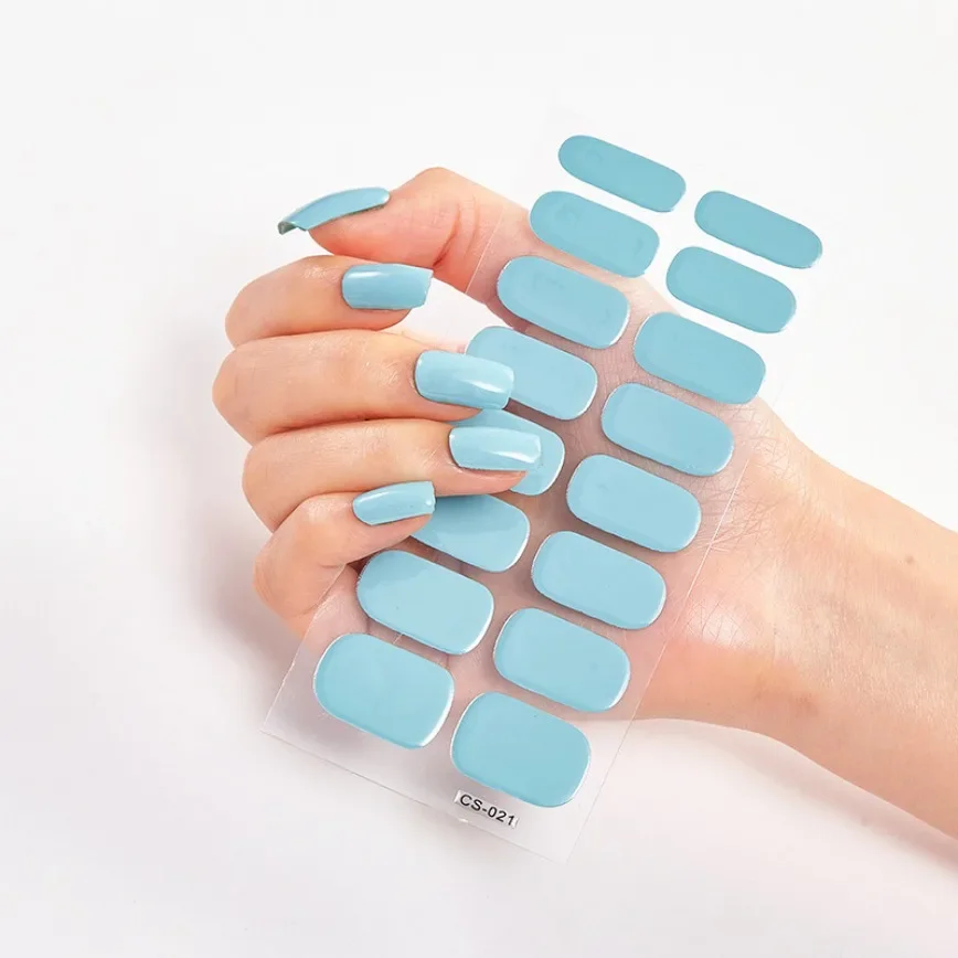 Envolturas de uñas de Gel semicurado UV de 16 puntas, las mejores tiras de uñas de calidad superior, pegatinas de uñas semicuradas de cubierta completa de larga duración, Gel UV/LED