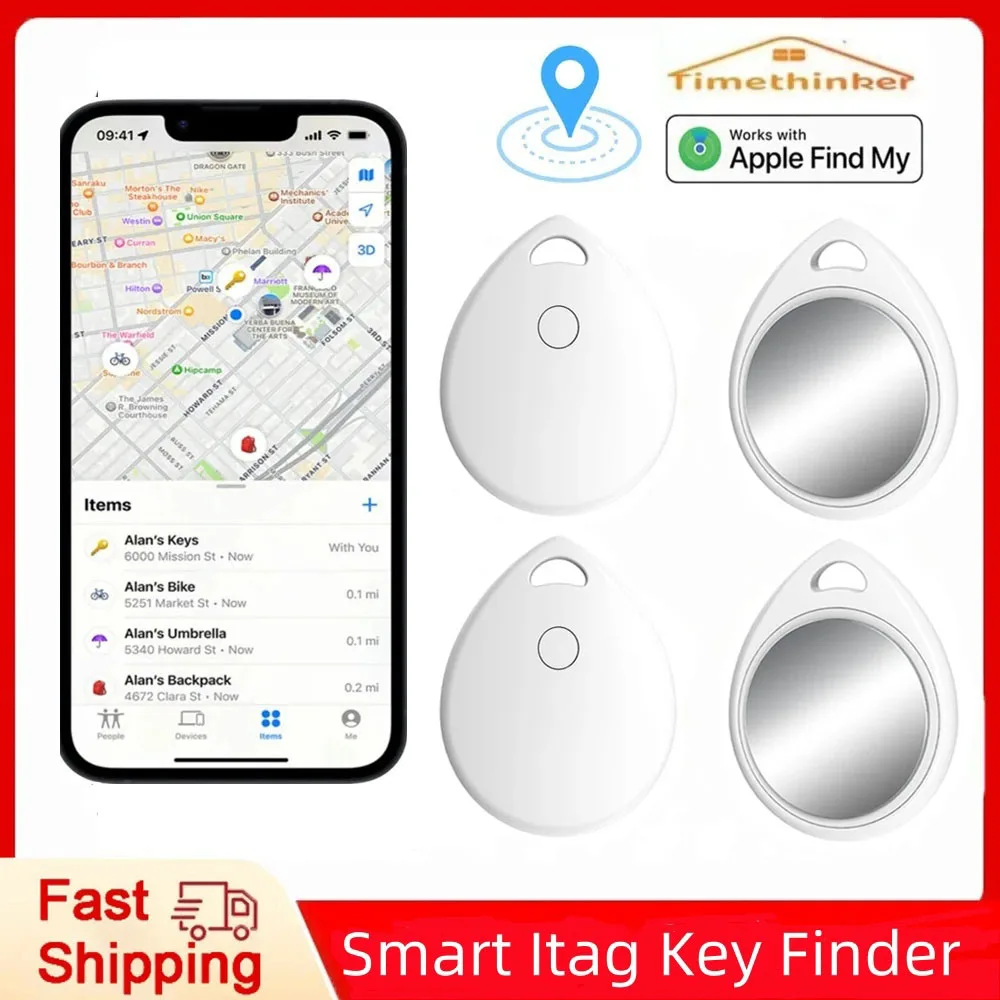 Timethinker Bluetooth Smart GPS Tracker Airtag Key Finder work with Apple Find My Air Tag for IOS Item Locator for Bags Pet