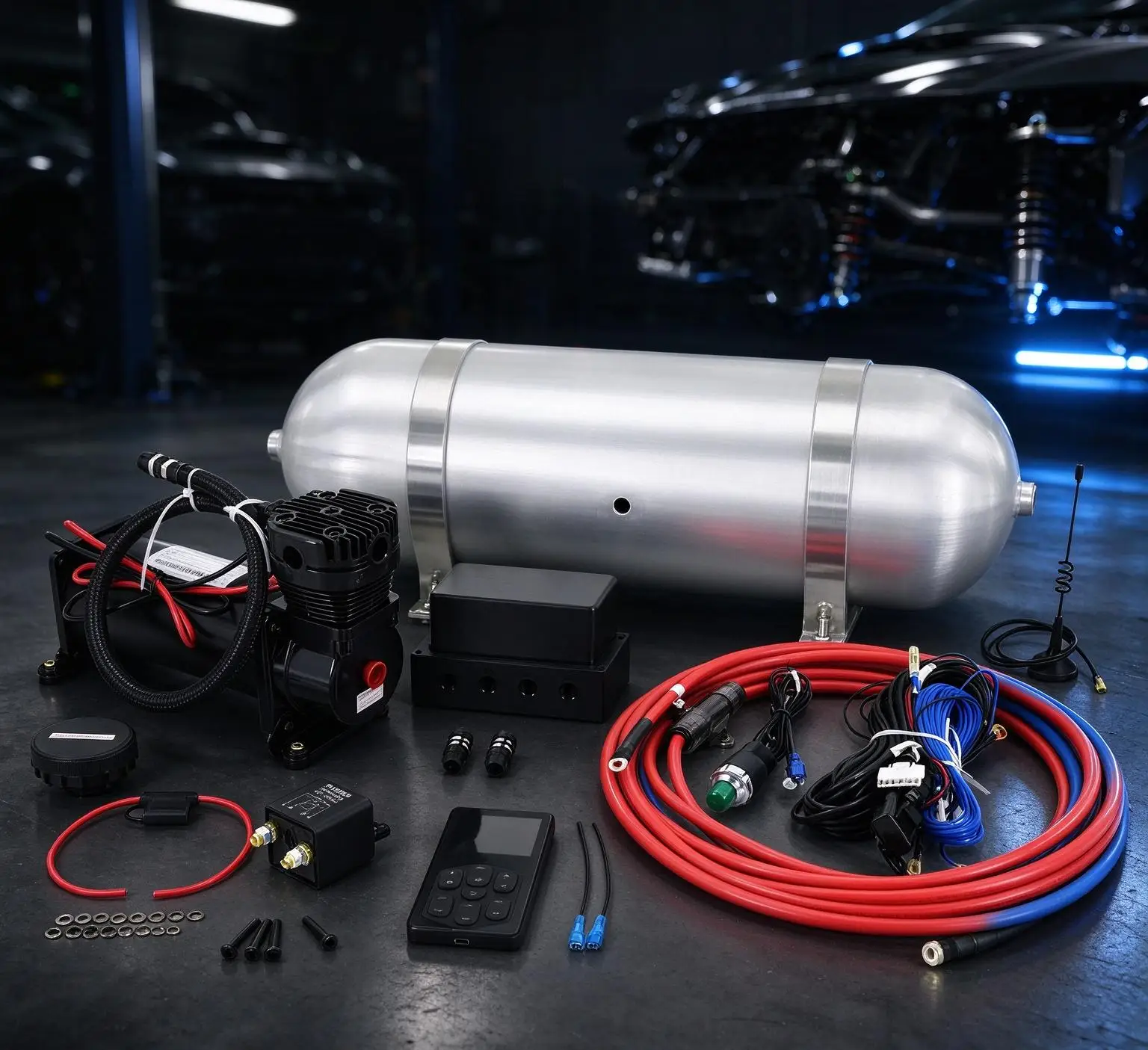 Car Air Ride Management Kit Air Suspension System Electronic Controller System With Seamless 3 gallon Air Tank 480C Compressor