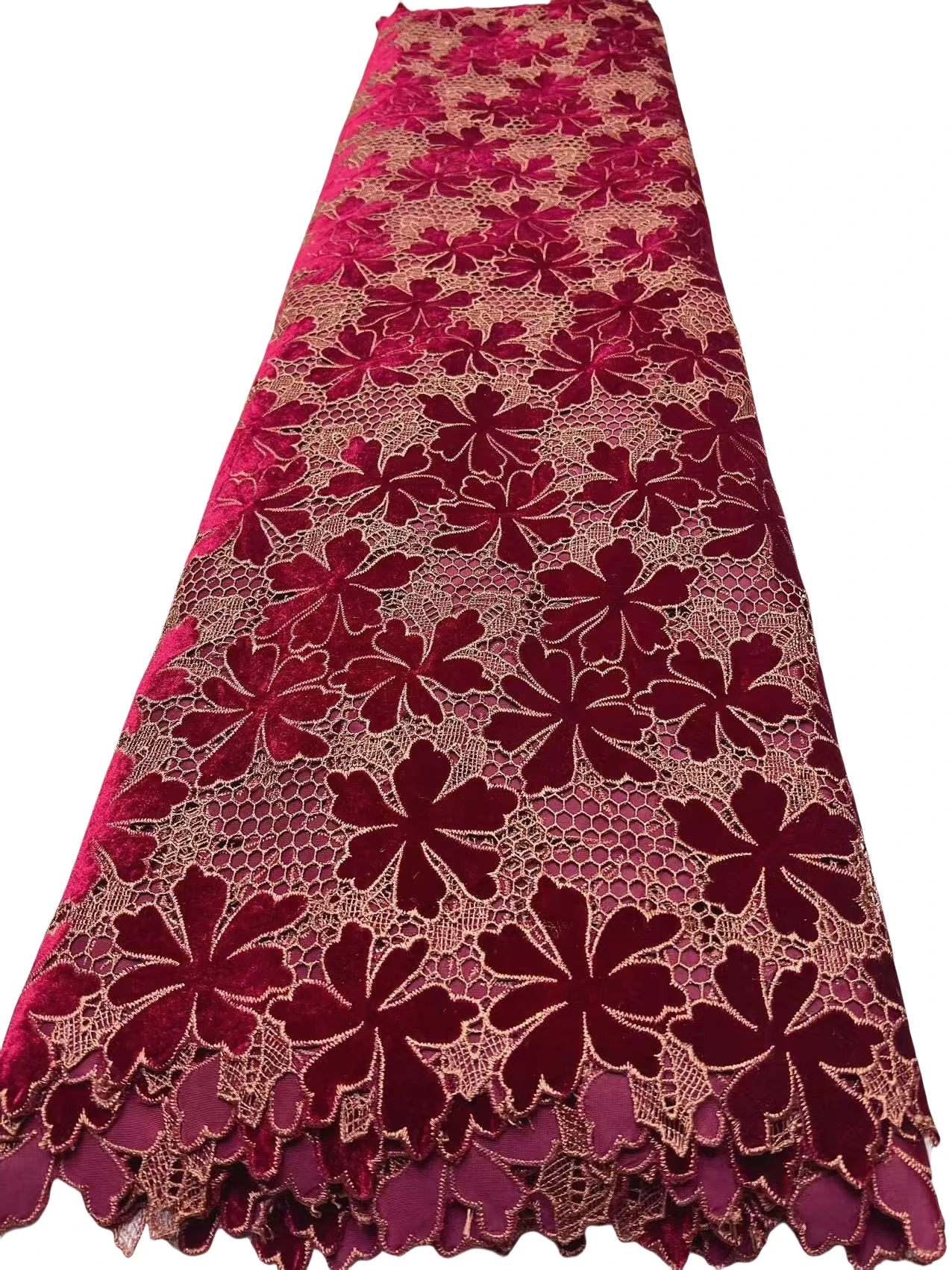 قماش دانتيل نيجيري أفريقي عالي الجودة للخياطة المخملية المطرزة الحبل جبر فستان حفلات الزفاف 5 ياردات