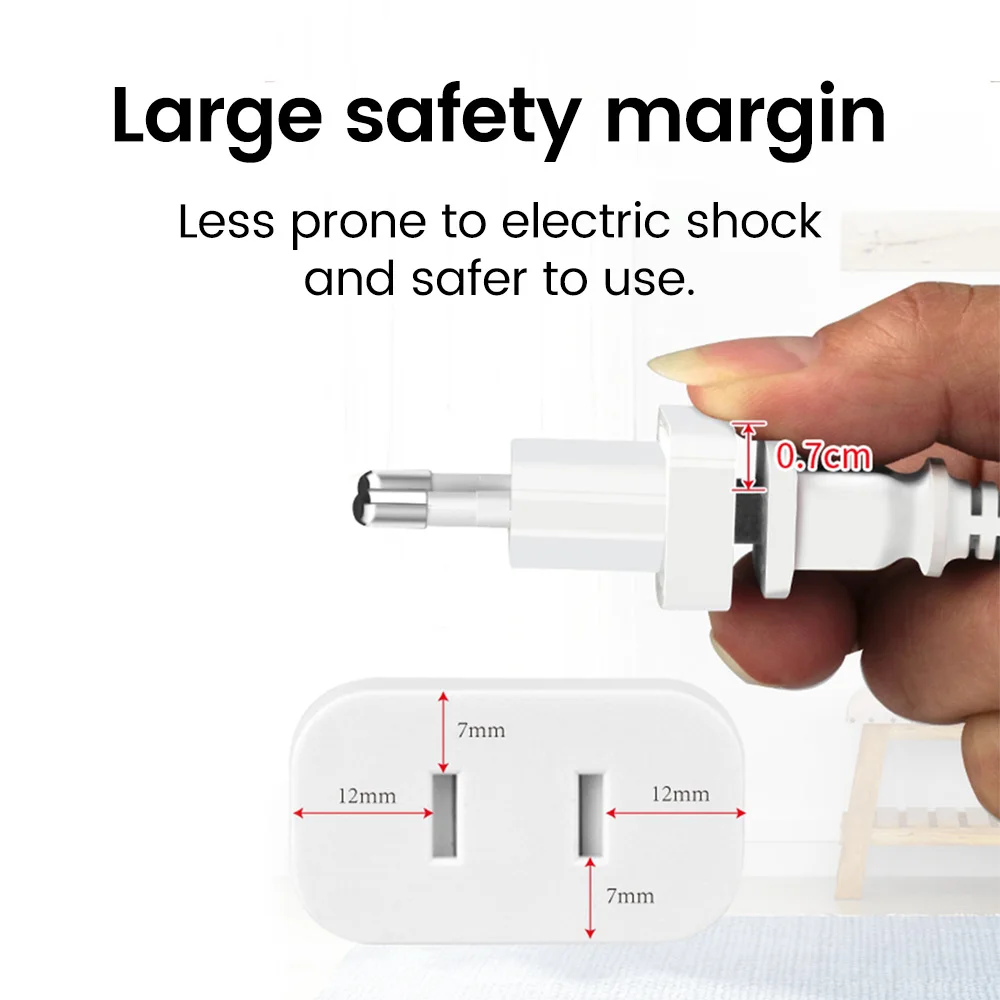 4.0mm/4.8mm EU Electrical Plug US USA To EU Europe BR Brazil Plug Converter American Travel Adapter Power Sockets Plugs