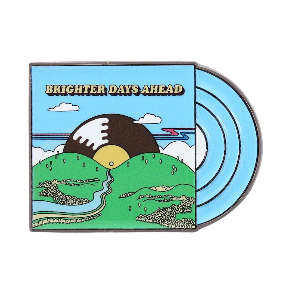 Brighter Days Ahead Vintage Vinyl-Schallplatten-Emaille-Pin Cartoon-Landschaftsbrosche Retro-Musik-Kunst-Anstecknadel Stilvolles Geschenk – Detail 7