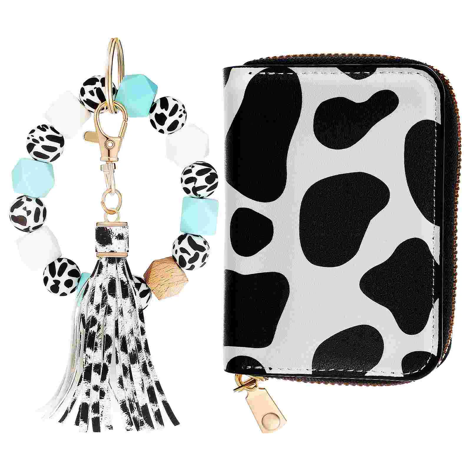 

Coin Purse Wrist Keychain Wallet Bracelet Wristlet The Circle Cow Card Case Bracelets with Keychain: Silicone Women