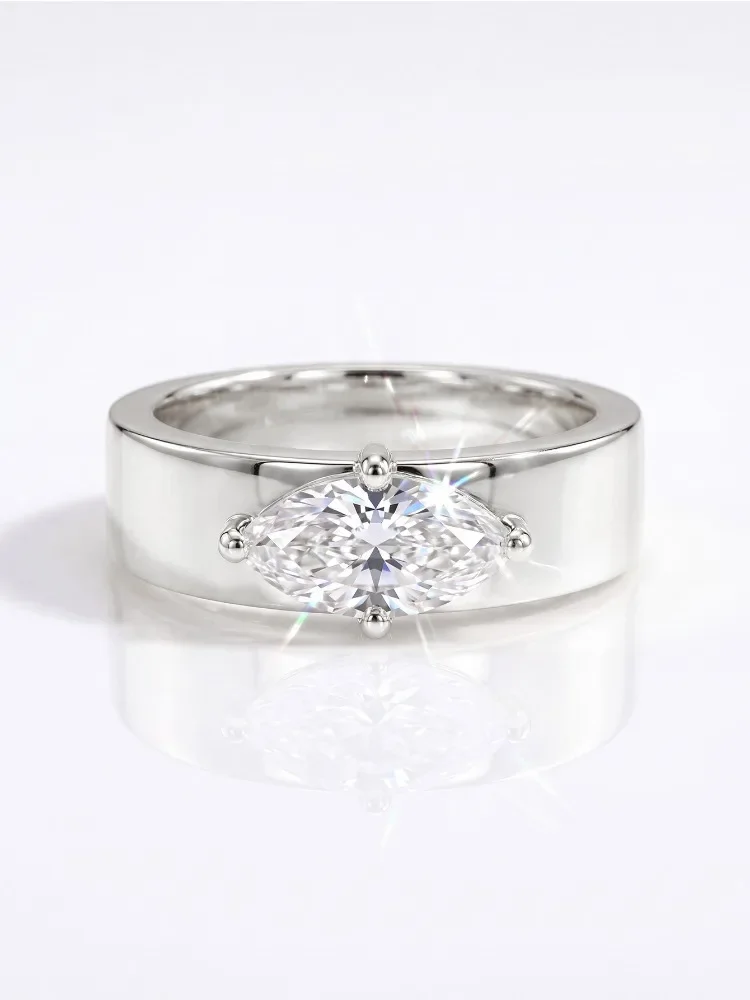 Vintage eleganter 1CT Moissanit-Diamant-Marquise-Ring für Damen, 925er Sterlingsilber, Party, luxuriöser, hochwertiger edler Schmuck – Detail 4
