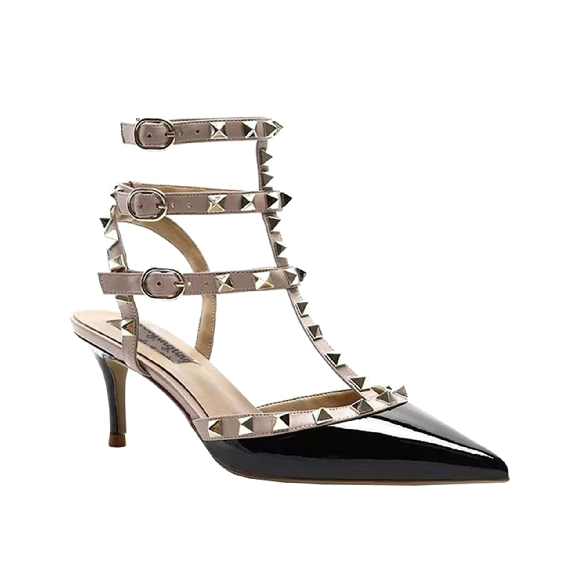 

Rivet Pointed Toe Strap Medium Stiletto Heel 10cm Willow Sandals Little Fairy's High Heels Summer