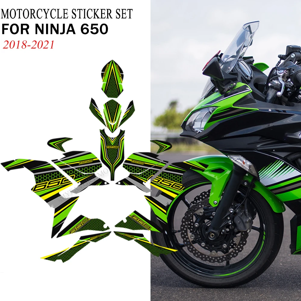 For Kawasaki Ninja 650 2018 2019 2020 2021 Protector Tank Pad Stickers Decal Kit Knee Emblem Badge  Fairing Protection