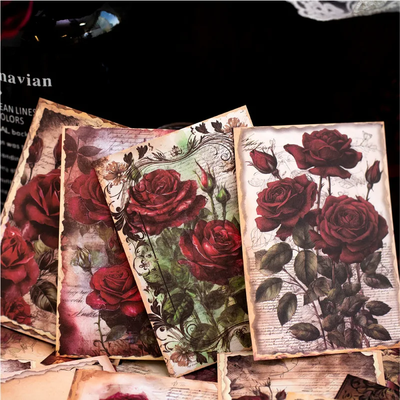 100pcs/lot Memo Pads Material Paper Love and Roses  Junk Journal Scrapbooking paper Cards Background Decoration stationery