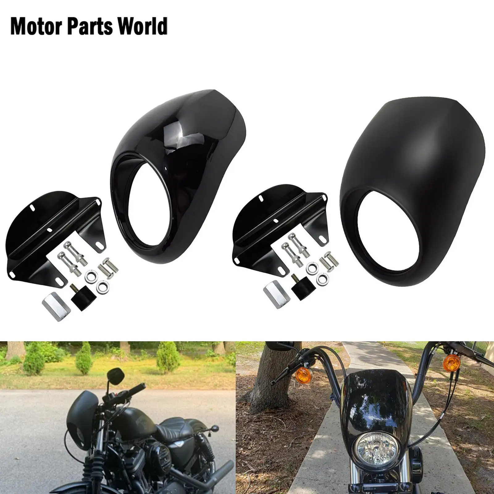 

Motorcycle Headlight Fairing Cvoer Windscreen Front Fork Mount For Harley Dyna Low Rider Super Glide Sportster XL883 1200 73-Up