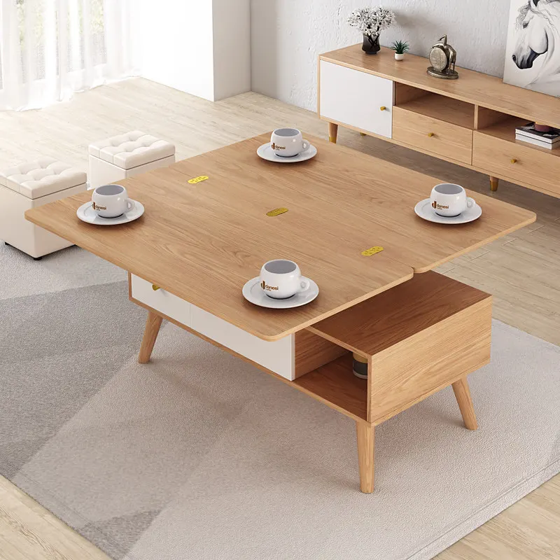 Nordic Lift Top Coffee Table With Small Lifting Side Table Multifunctional Storage Wooden Centre Table For Living Room Furniture
