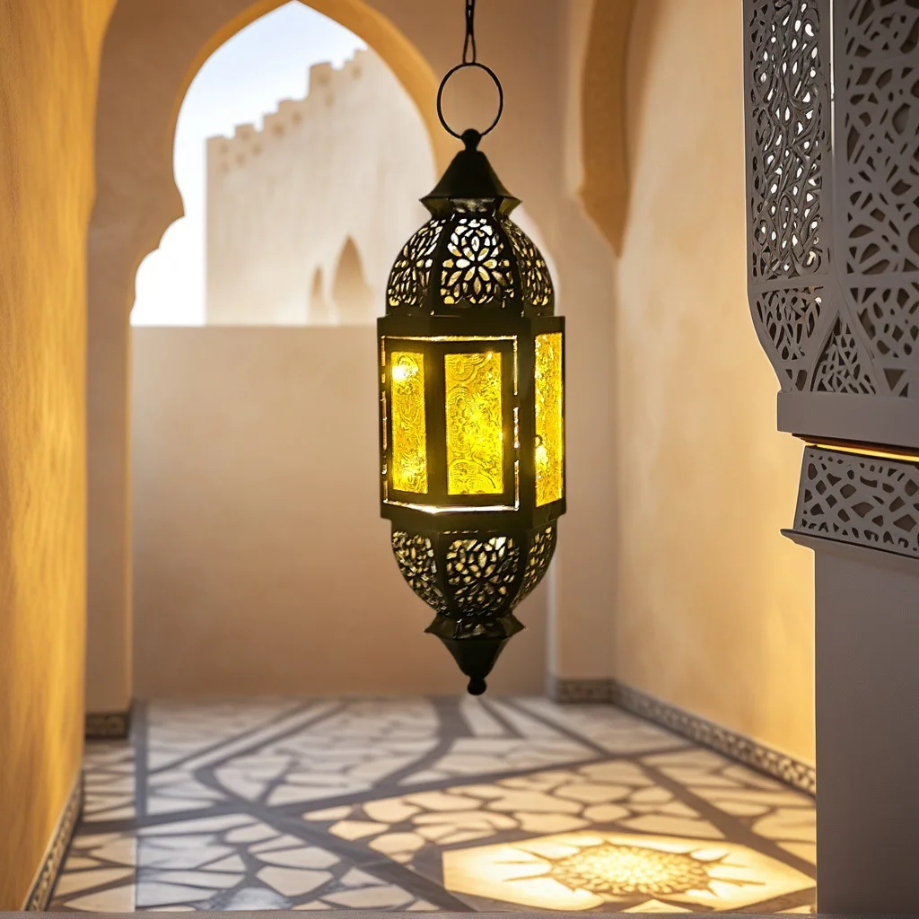 Moroccan Color Embossed Glass Wrought Iron Wind Lamp Middle Eastern Style Candle Holder Vintage Metal Candle Holder