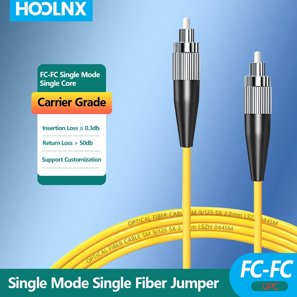 HOOLNX OS2 FC-FC Single Mode Simplex Fiber Optic Patch Cable 2.0mm LSZH - Gigabit Speed, Low Smoke Halogen-Free, Custom Length 1