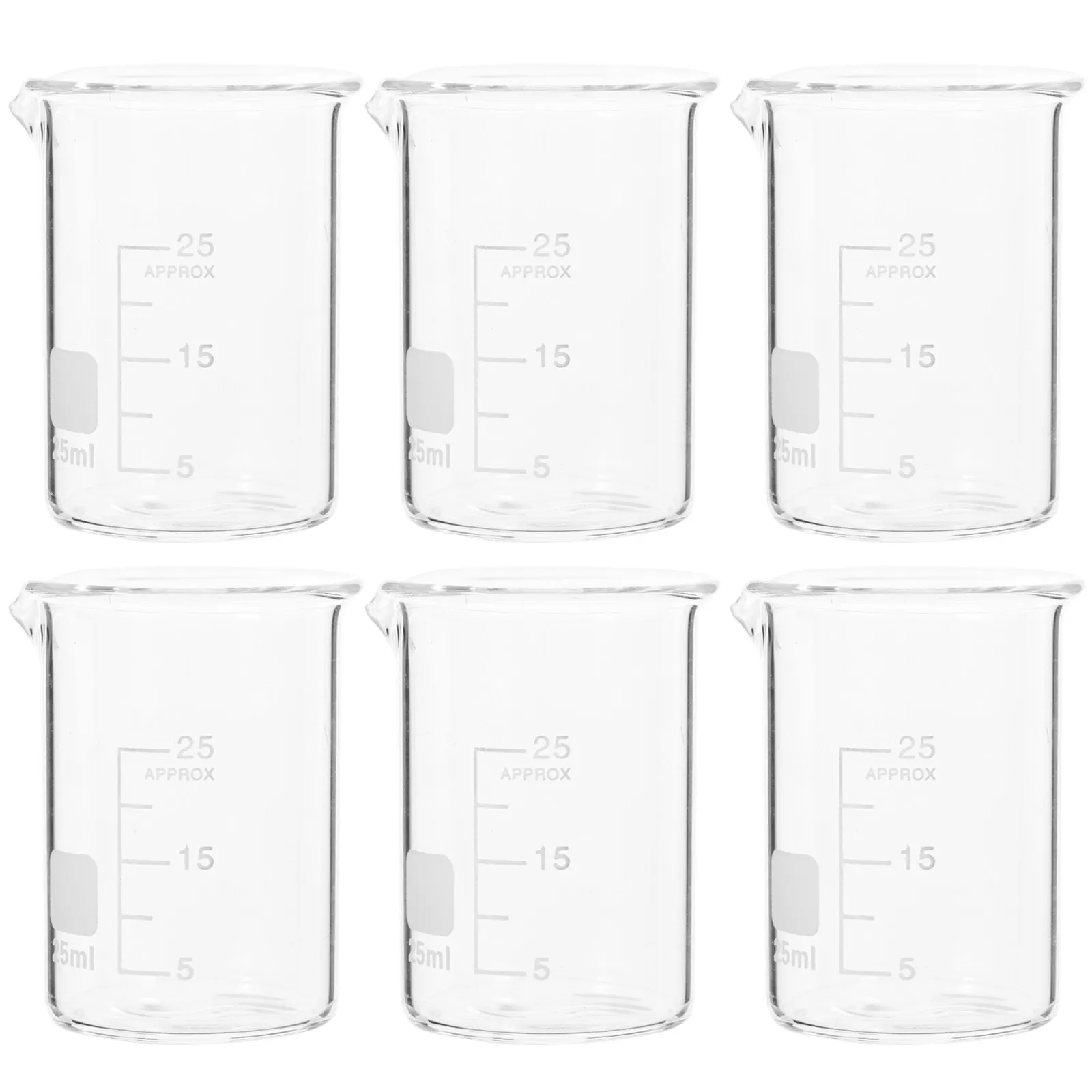 

Набор из 6 термостойких мерных стаканов для химических лабораторий, стеклянные мерные емкости для жидкостей, стеклянная посуда для точного переливания