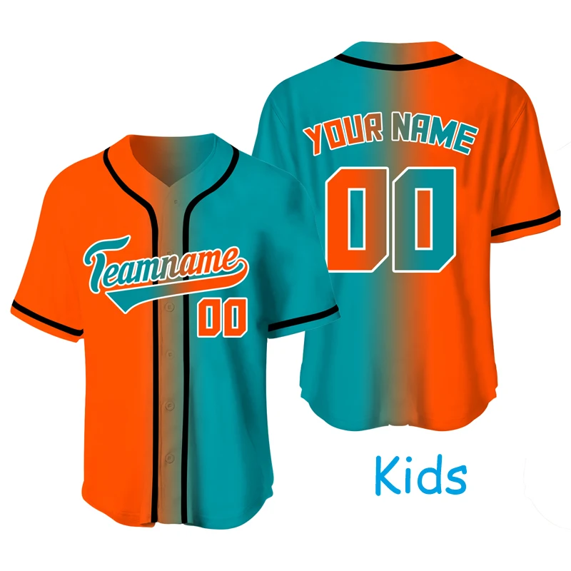 Custom Baseball Jersey Kids/Youth Sublimation Blanks Shirt Exercise Team Game Tracksuit Quick Dry Sportwear Training T-shirts