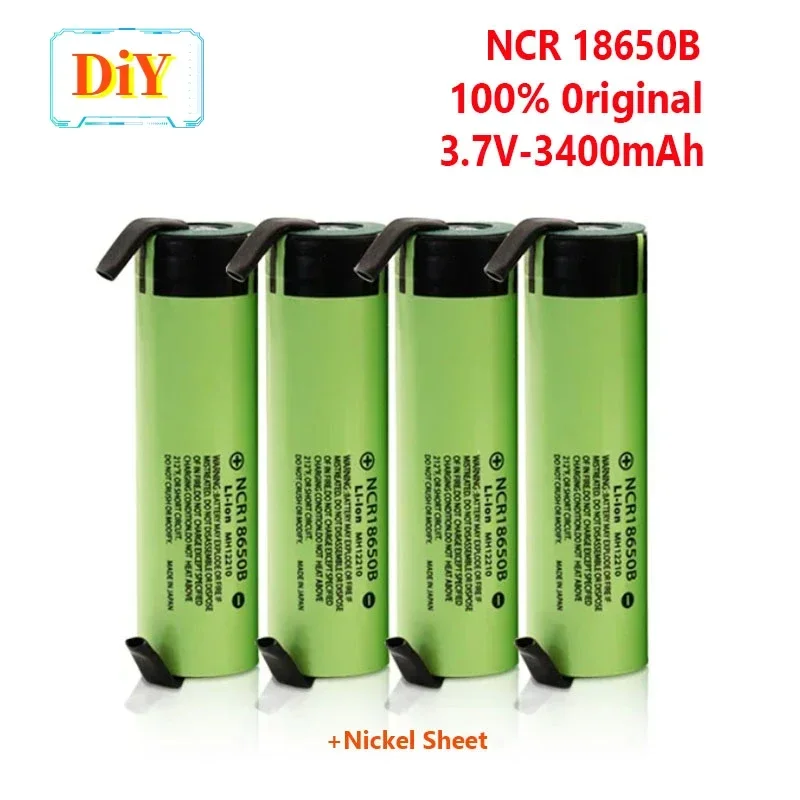 High Capacity NCR 18650B 3.7V 3400mAh 18650 Flat Head High Current Rechargeable Lithium Battery+DIY Nickel Shipment