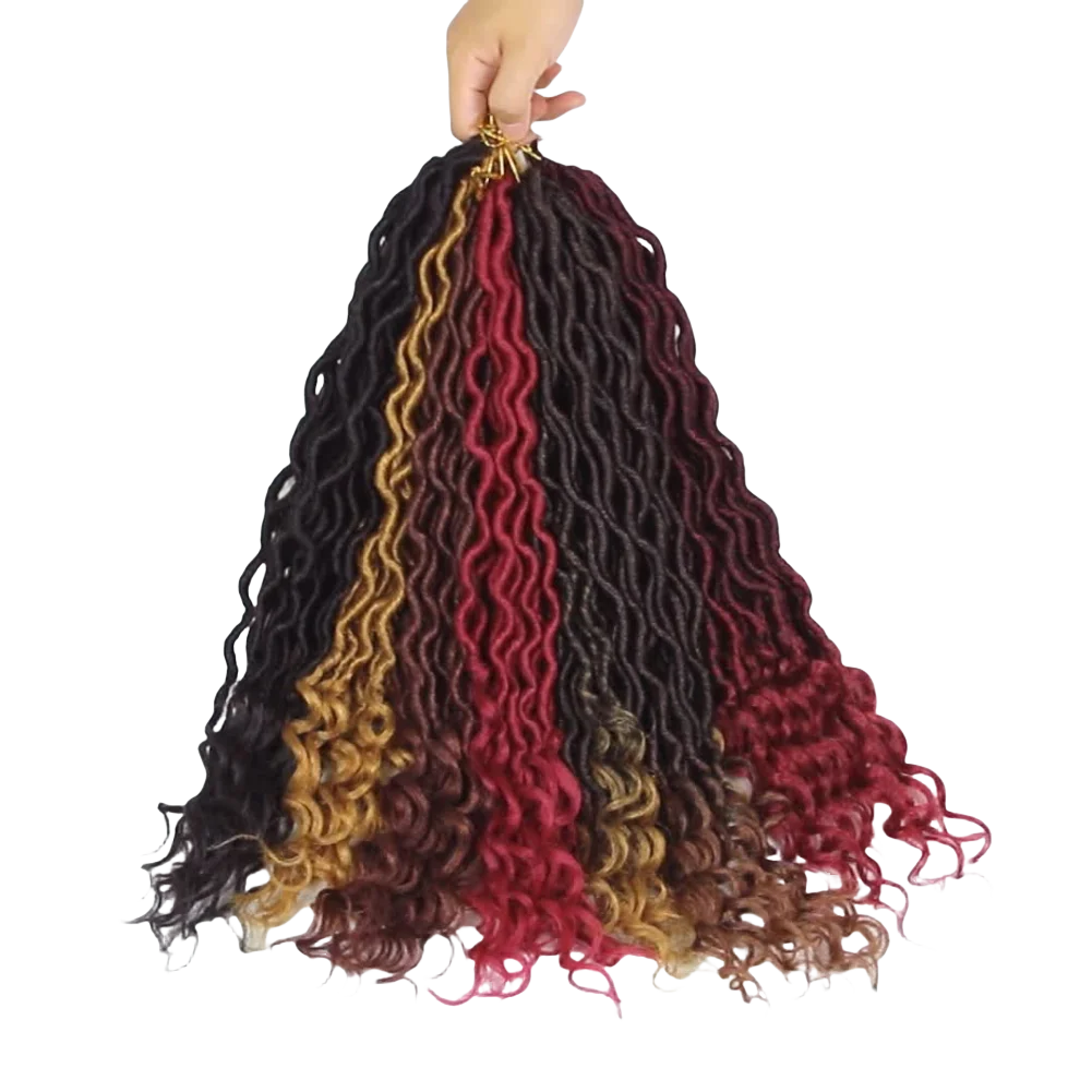 آلهة Locs متموجة كروشيه اصطناعي تجديل الشعر 20 بوصة متموجة الكروشيه تجديل الشعر أومبير كروشيه اصطناعي تجديل الألياف الشعر