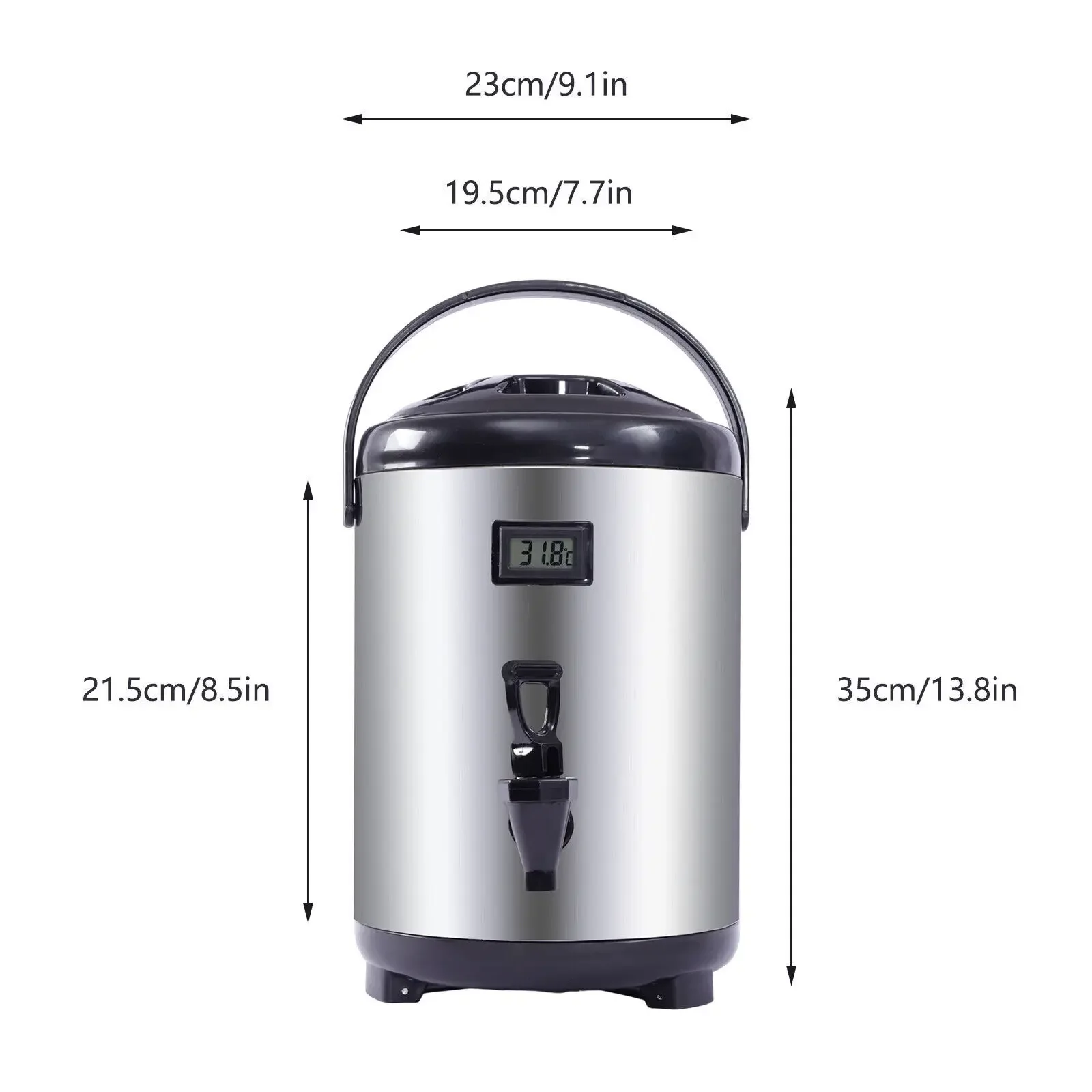 8L/2.11Gal 304 Stainless Steel Insulated Thermal Hot & Cold Beverage Dispenser with Spigot