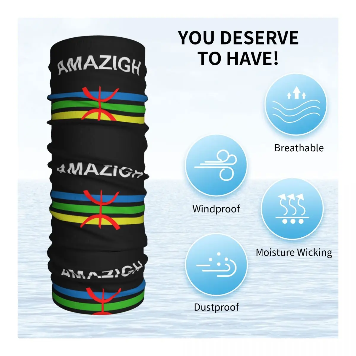 Amazigh bandera y emblema Bandana cuello polaina estampado bereber Amazir Imazighen envoltura bufanda sombreros montar hombres mujeres adultos toda la temporada