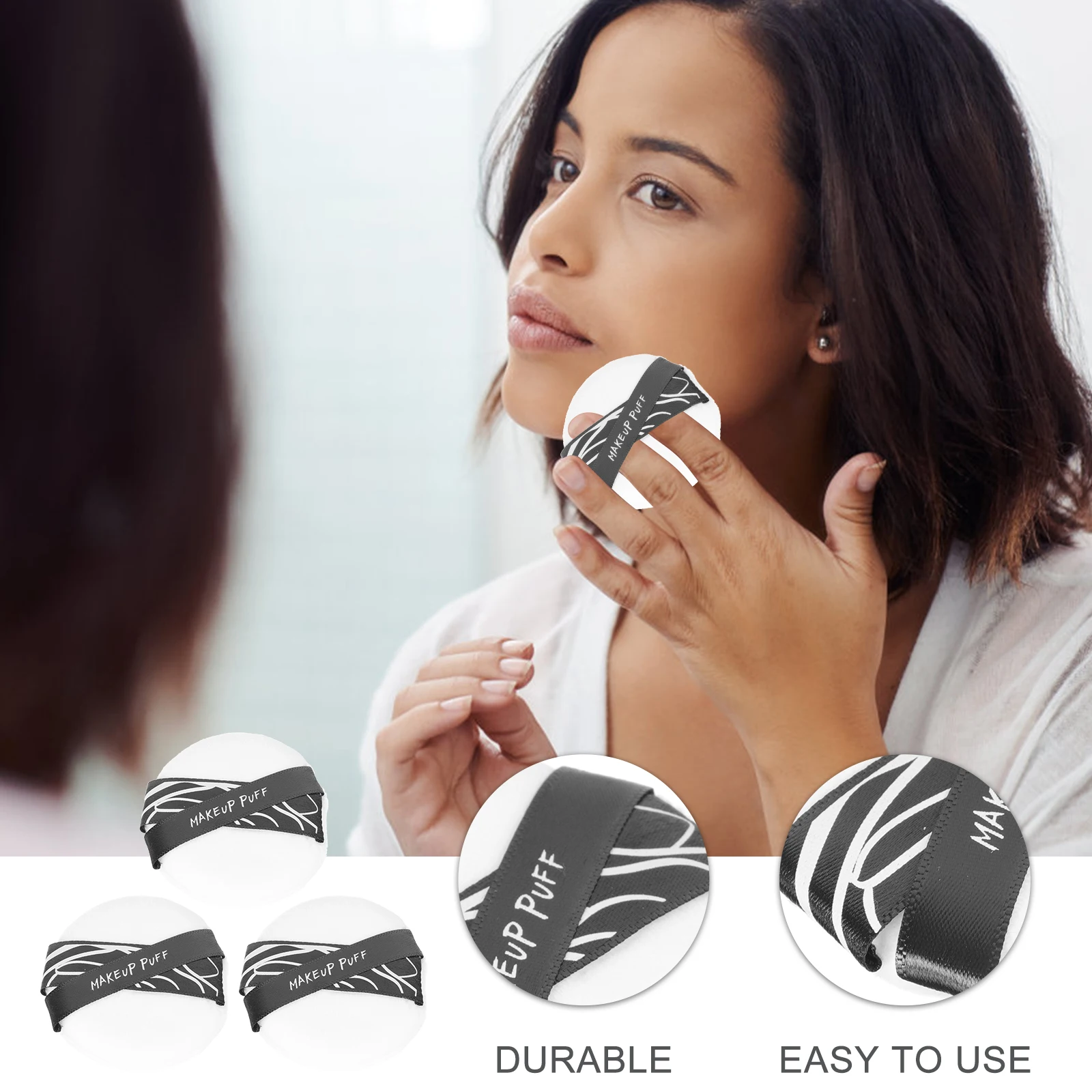 3 ชิ้นพัฟผสมอุปกรณ์เสริมสาวโค้งมนแต่งหน้าพัฟผู้หญิงแต่งหน้าเครื่องมือฟองน้ํา High Class วัสดุธรรมชาติดู Salon