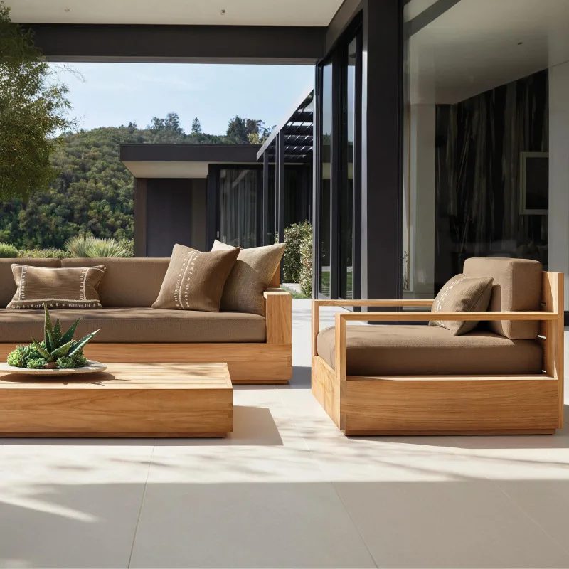 

Nordic, outdoor, sofa, courtyard, garden, solid wood, coffee table, combination, hotel