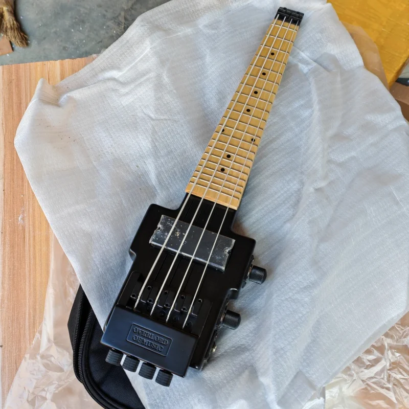 Black Mini 4 Strings  Headless Electric Bass Guitar,Ash Body&Maple Fretboard Black Hardware BJ-311 scale length 432mm