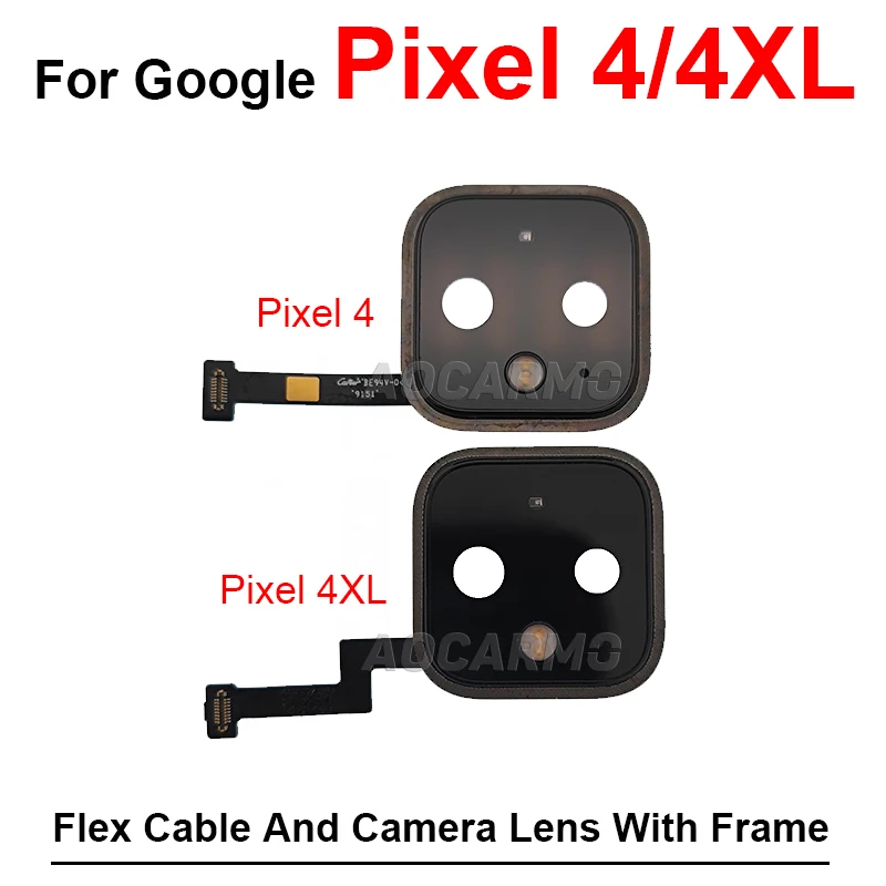 For Google Pixel 4G 5G 5 5A Rear Back Camera Lens With Frame And Sticker + Flex Cable Pixel 4 XL 4XL 4A Replacement Part